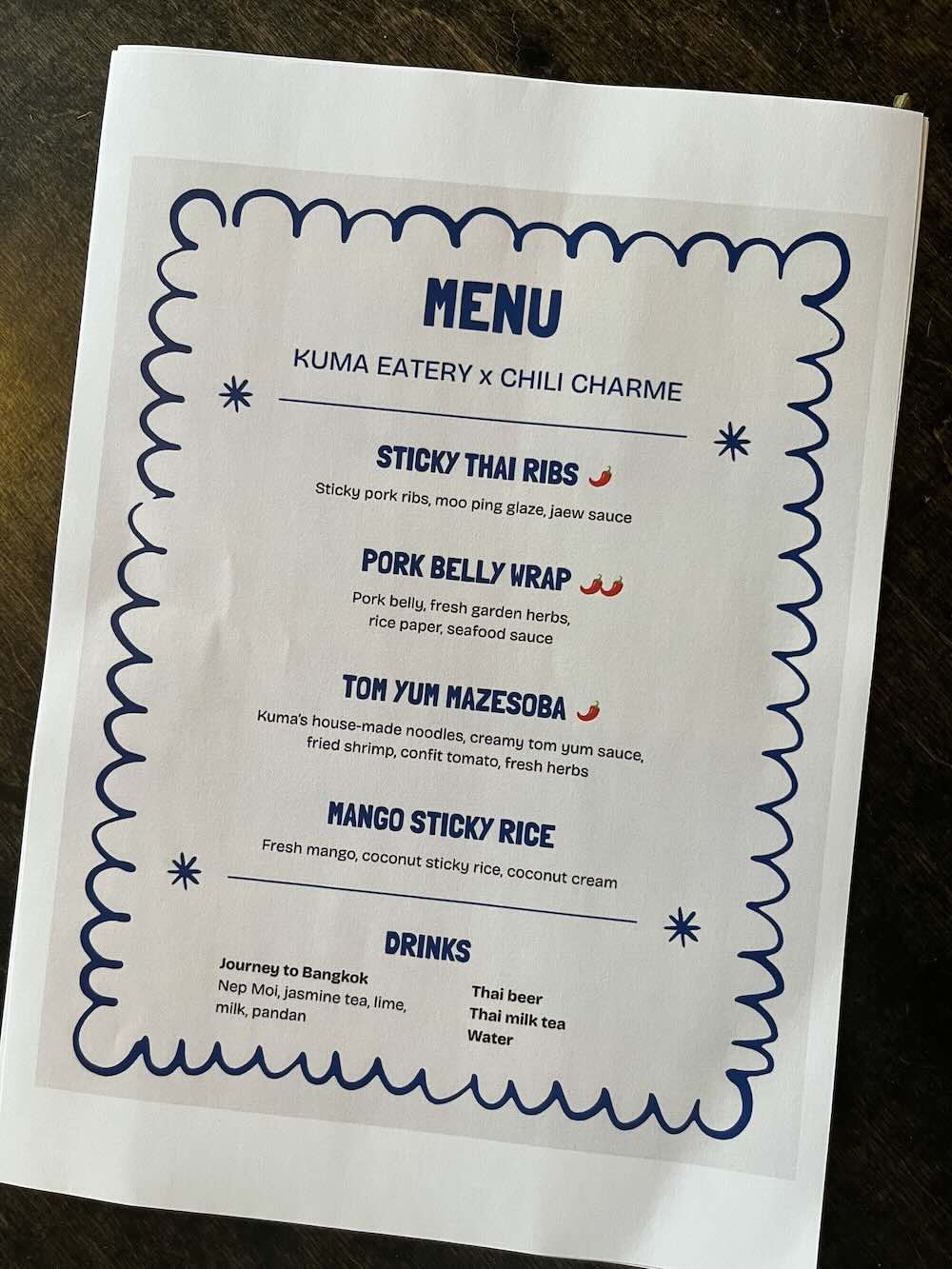Kuma Eatery menu